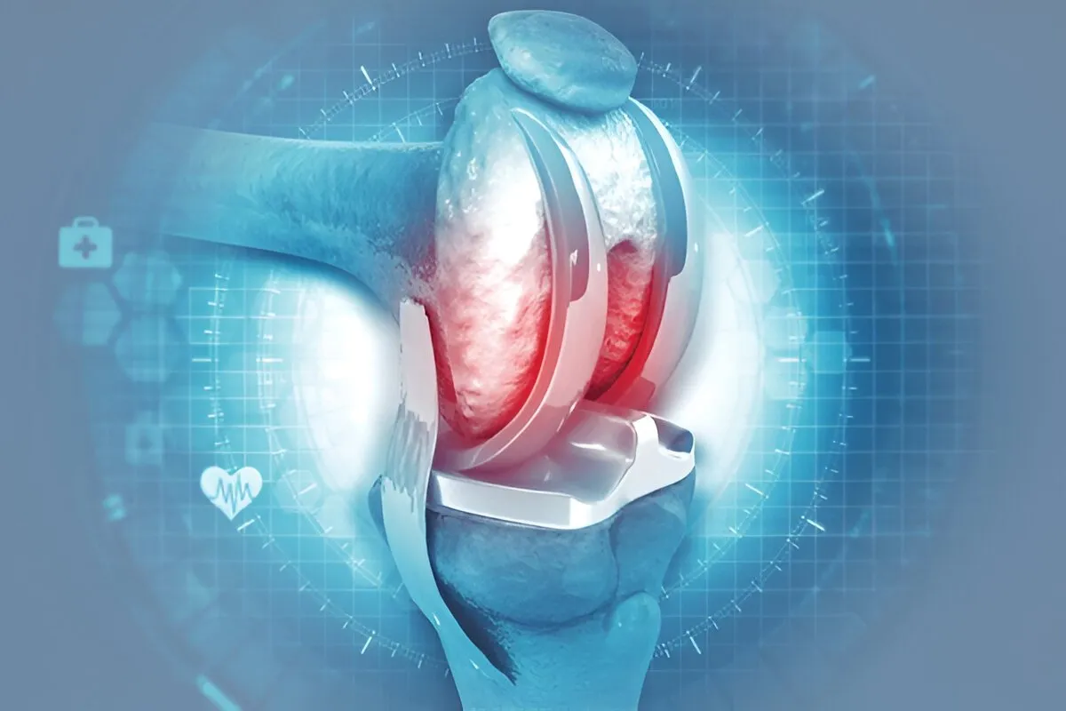 Illustration of a knee joint showing the areas affected by arthritis